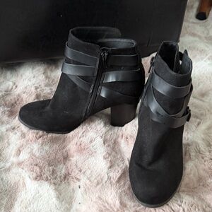 Material Girl Black Ankle Boots with Straps